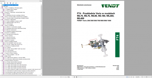 Fendt FT4 Transmission Vario ML70 ML75 ML90 ML180 ML260 ML400 Service Training Manual Polish 1