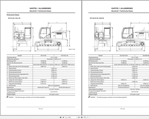 Hitachi Excavator Zaxis ZX210 5B Parts Catalog, Technical Operation Manual, Workshop Manual, Electri