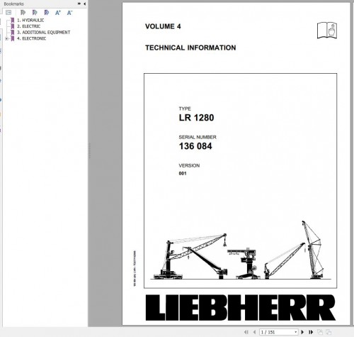 Liebherr Crawler Crane LR 1285 136084 Technical Information, Parts Manual, Operating Manual 2006 EN 
