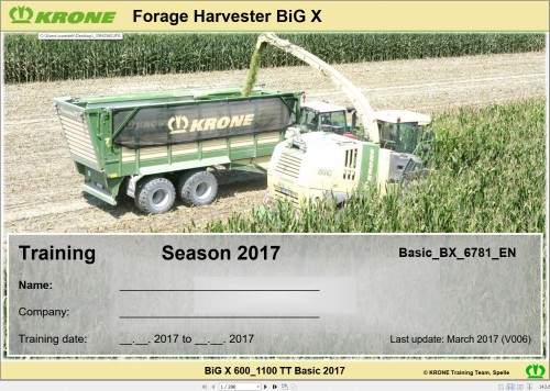 Krone Forage Harvester Technical Manual, Service Training & Diagrams CD 2