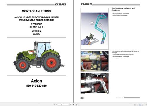 Claas Axion 850 840 830 820 810 (A09) Full Service Repair Manual Operator Assembly Manual Technical 