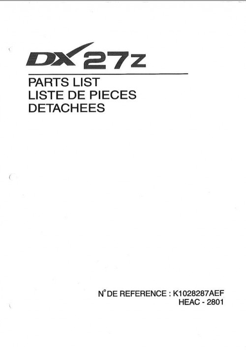 DOOSAN DX27Z Mini Excavator Parts Manual 1