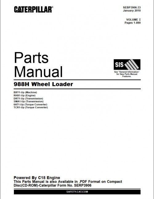 Caterpillar Wheel Loader 988H Parts Manual 1