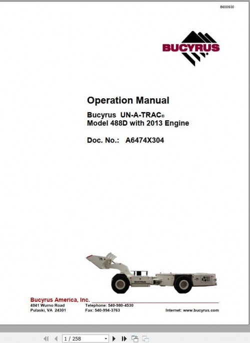 CAT Scoop 488D with 2013 Engine Operation Manual BI000930
