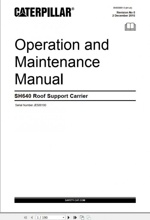 CAT Roof Support Carrier SH640 JE5 Operation And Maintenance Manual EM008881