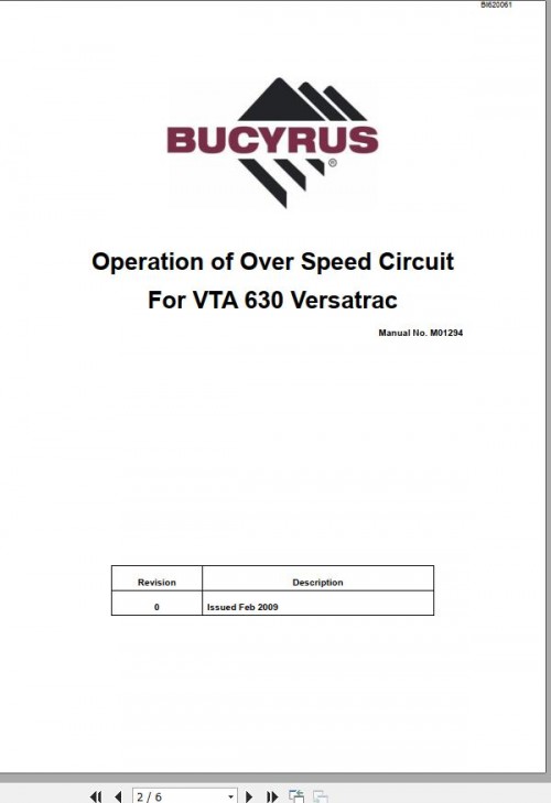 CAT Roof Support Carrier VTA 630 Versatrac Operation of Over Speed Circuit BI620061 1