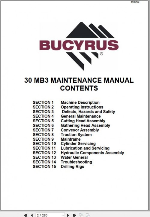 CAT Roof Support 30MB3 Maintenance Manual BI620102