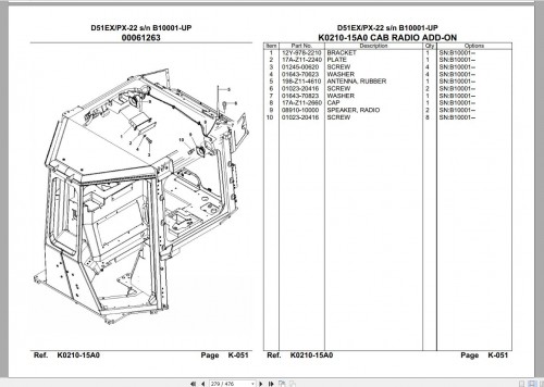 Komatsu Galeo Crawler Dozer D51EX 22, D51PX 22 Parts Manual (4)