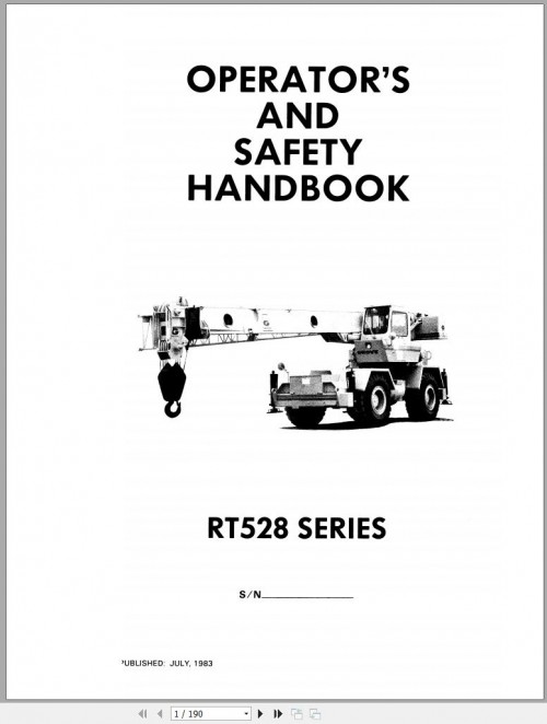 Grove Crane RT528 Parts Catalog, Hydraulic Schematic, Operation Manual