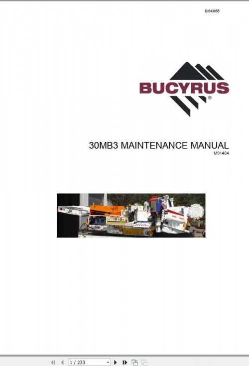 CAT Bucyrus 30MB3 Maintenance Manual BI643655