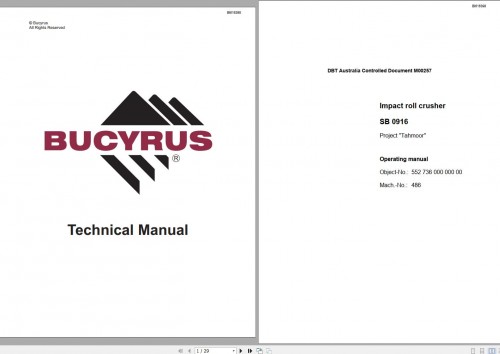 CAT Bucyrus Impact Roll Crusher SB0916 Operating Manual BI616398