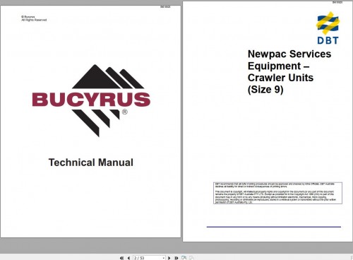 CAT Bucyrus Newpac Services Equipment Crawler Unit(Size 9)Technical Manual BI618925