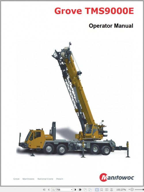 Grove Crane TMS9000E Service, Parts, Operator Manual and Schematics 235370