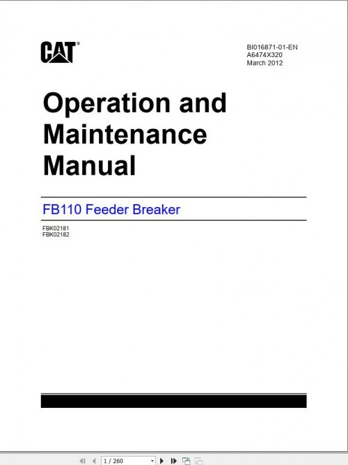 CAT FB110 Operation And Maintenance Manual BI016871