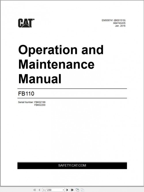 CAT FB110 Operation And Maintenance Manual EM009741