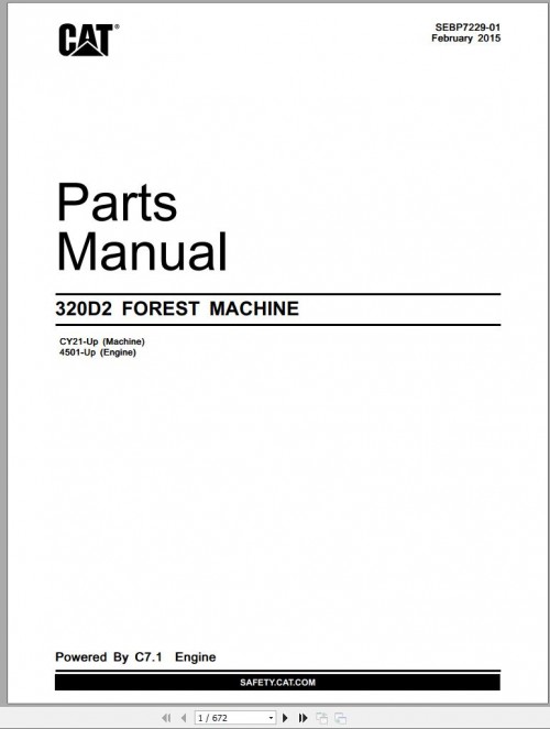 CAT Forest Machine 320D2 Parts Manual SEBP7229 01 2015