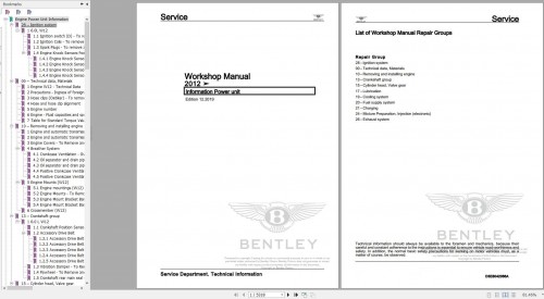Bentley Continental GTC 2011 2012 Workshop Manual & Wiring Diagrams 1