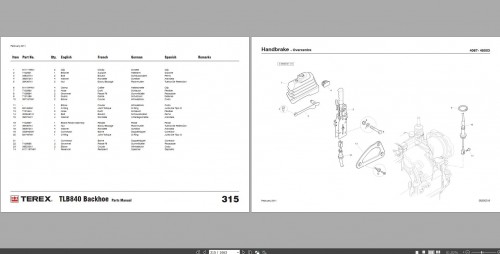 Terex Backhoe Loader TLB840 PS Spare Parts Catalogue 1