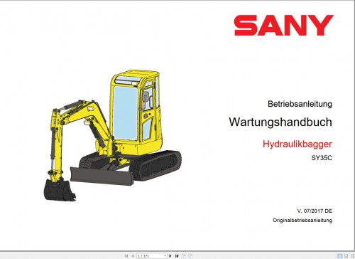 Sany Hydraulic Excavator SY35 Technical Manual EN DE
