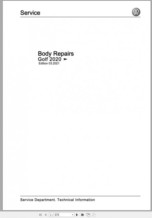 Volkswagen Golf Mk8 2020 2021 Workshop Manual 1