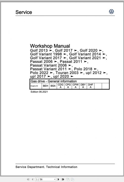 Volkswagen Golf Mk8 2020 2021 Workshop Manual 2