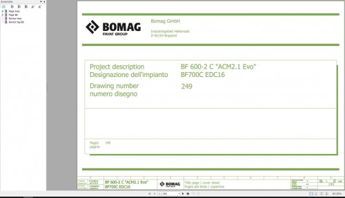 Bomag BF 600 2 C ACM2.1 EVO, BF700C EDC16 Function.249 Wiring Diagram 2013 EN IT