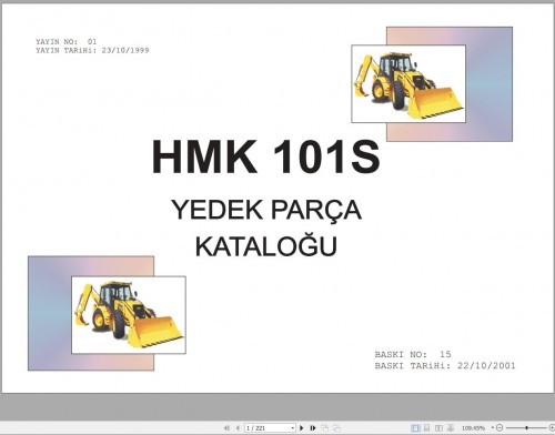 Hidromek Backhoe Loader HMK 101S Spare Parts Catalog EN TR