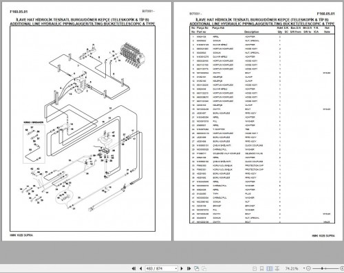 Hidromek Backhoe Loader HMK 102B SUPRA Spare Parts Catalog B070001 REXROTH EN TR 1