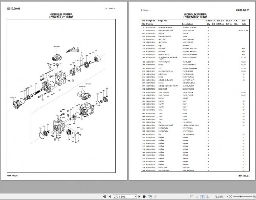 Hidromek Excavator HMK 140 LC4 Spare Parts Catalog E130901 Izusu Engine EN TR 1