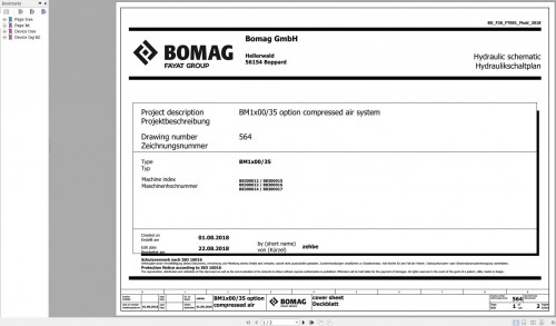 Bomag BM1x00 35 Hydraulic Schematic Option Compressed Air Function.564 2018 EN DE