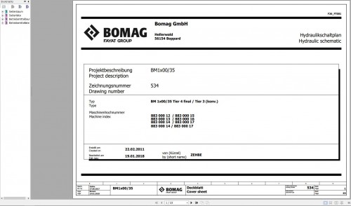 Bomag BM1x00 35 Hydraulic Schematic Tier 3 4 final Function.534 2018 EN DE