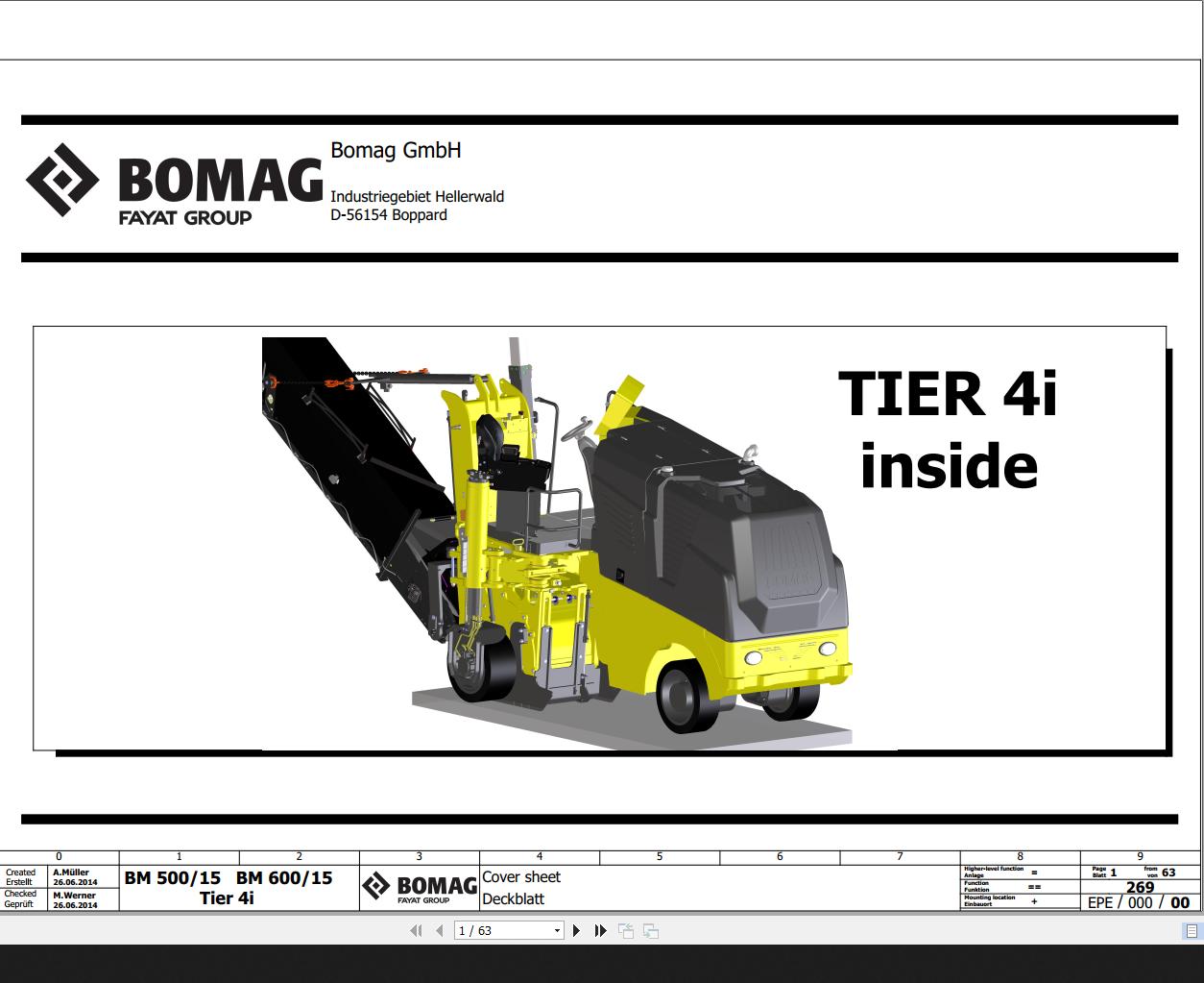 Bomag BM500-15 BM600-15 Tier4i Wiring Diagram Function 269 2014 EN DE ...