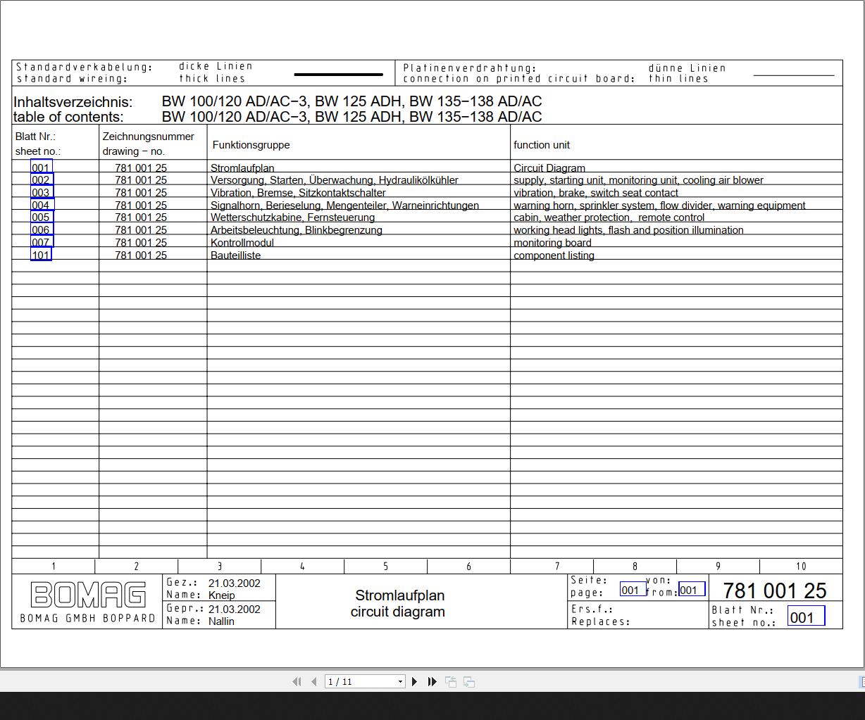 Bomag Bw Ad Ac Bw Adh Bw Ad Ac Circuit Diagram Drawing No En