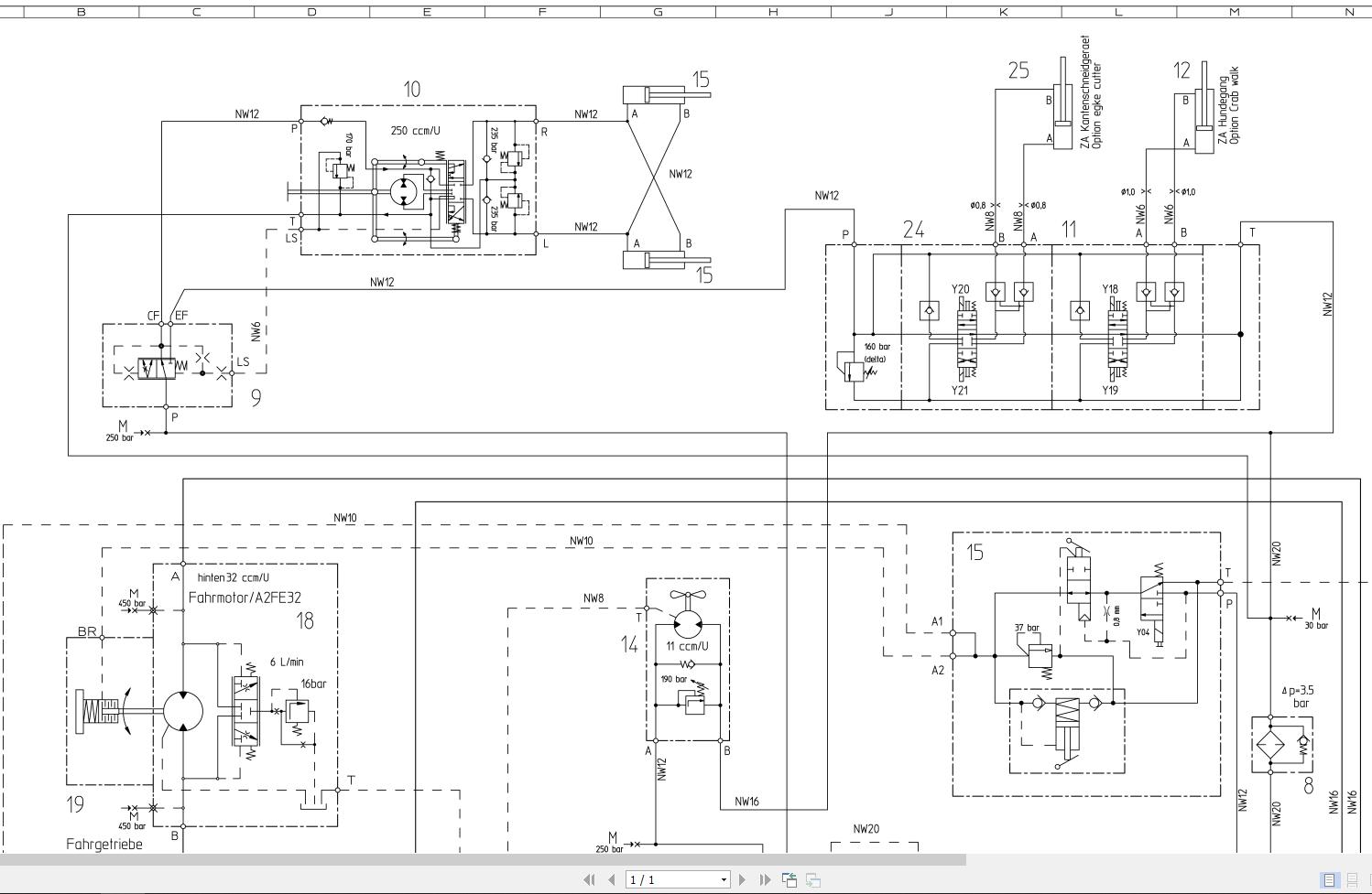 Bomag BW141AD-50 BW151AD-50 Hydraulic Schematic Drawing No A92111367_03 ...