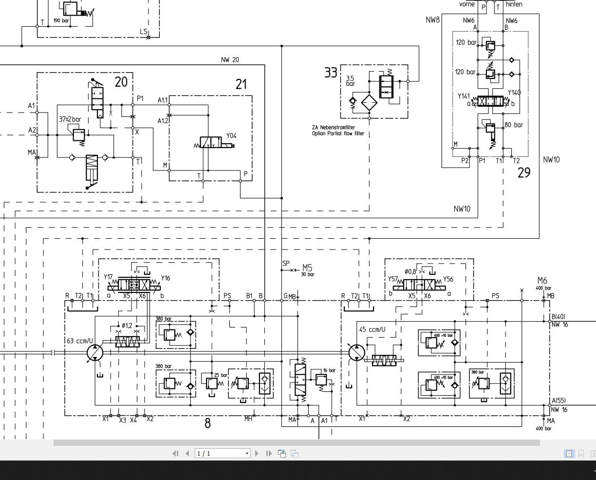 Bomag BW154 ACP-AM Hydraulic Schematic Drawing No 87610103 2008 EN DE ...