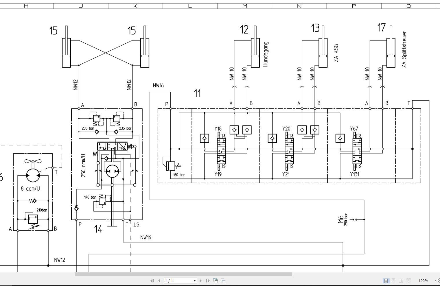 Bomag BW154 AD-4 Hydraulic Schematic Drawing No A92010068_01 2005 EN DE ...