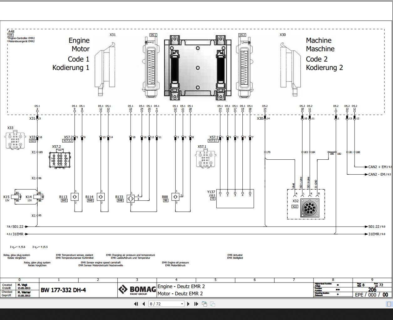 Bomag BW177-332DH-4 Wiring Diagram Function 206 2013 EN DE | Auto ...