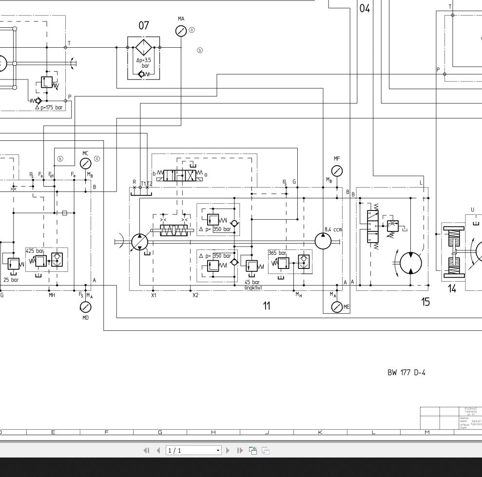 Bomag BW177D-4 Hydraulic Schematic Drawing-No B58120197 2003 EN DE ...