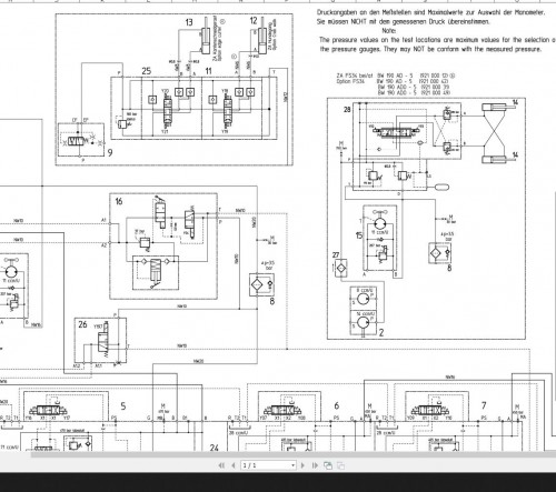 Bomag BW190 202 AD ADO 5 Hydraulic Schematic Drawing No A92112581 03 2013 EN DE 1