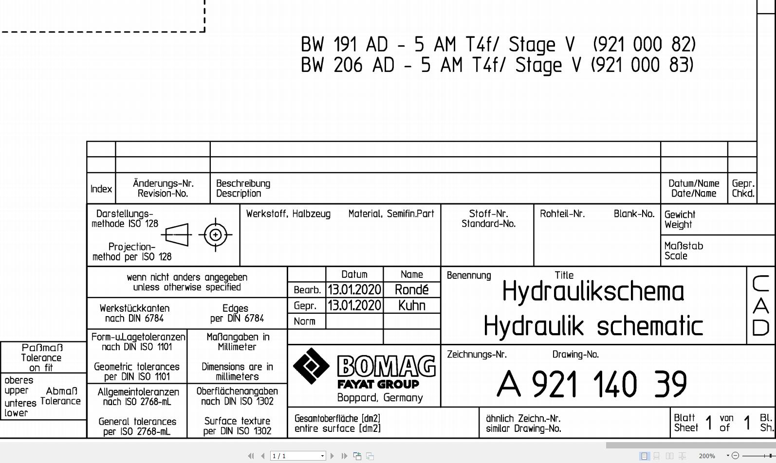 Bomag BW191-206 AD-5AM T4f_Stage V Hydraulic Schematic Drawing No ...