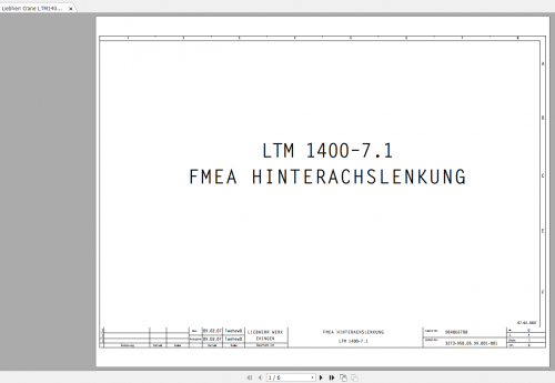 Liebherr Crane LTM1400 7.1 D9508A7 D936A7 OW UW Electric Hydraulic & Pneumatic Schematic DE 8