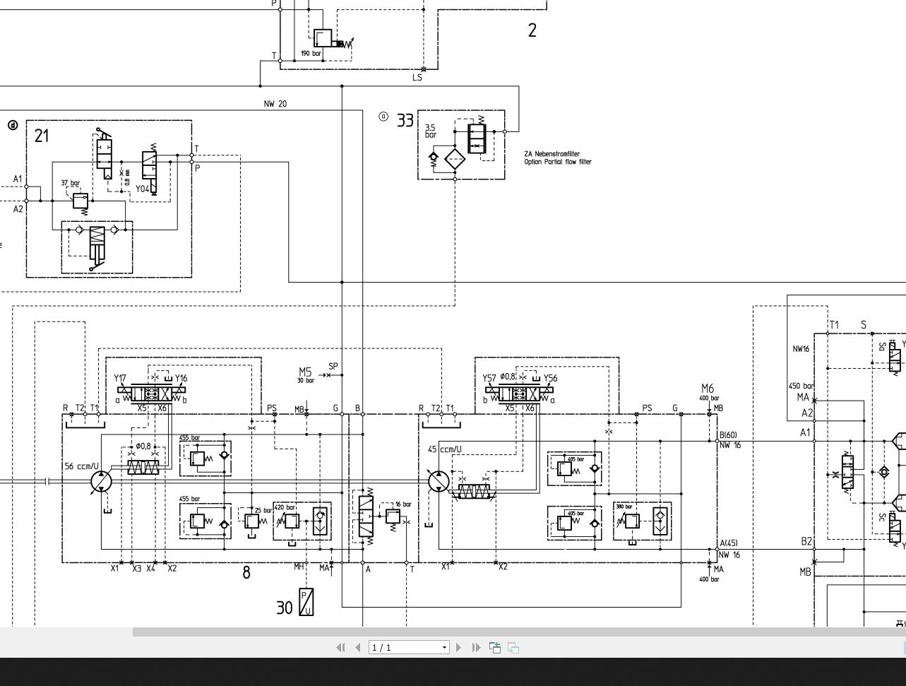 Bomag BW154AP-4 Hydraulic Schematic Drawing No 87610102-5 2008 EN DE ...