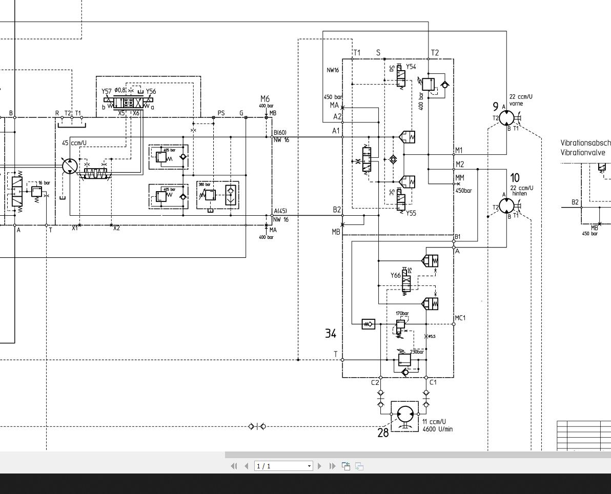 Bomag BW154AP-4 Hydraulic Schematic Drawing No 87613120 2014 EN DE ...