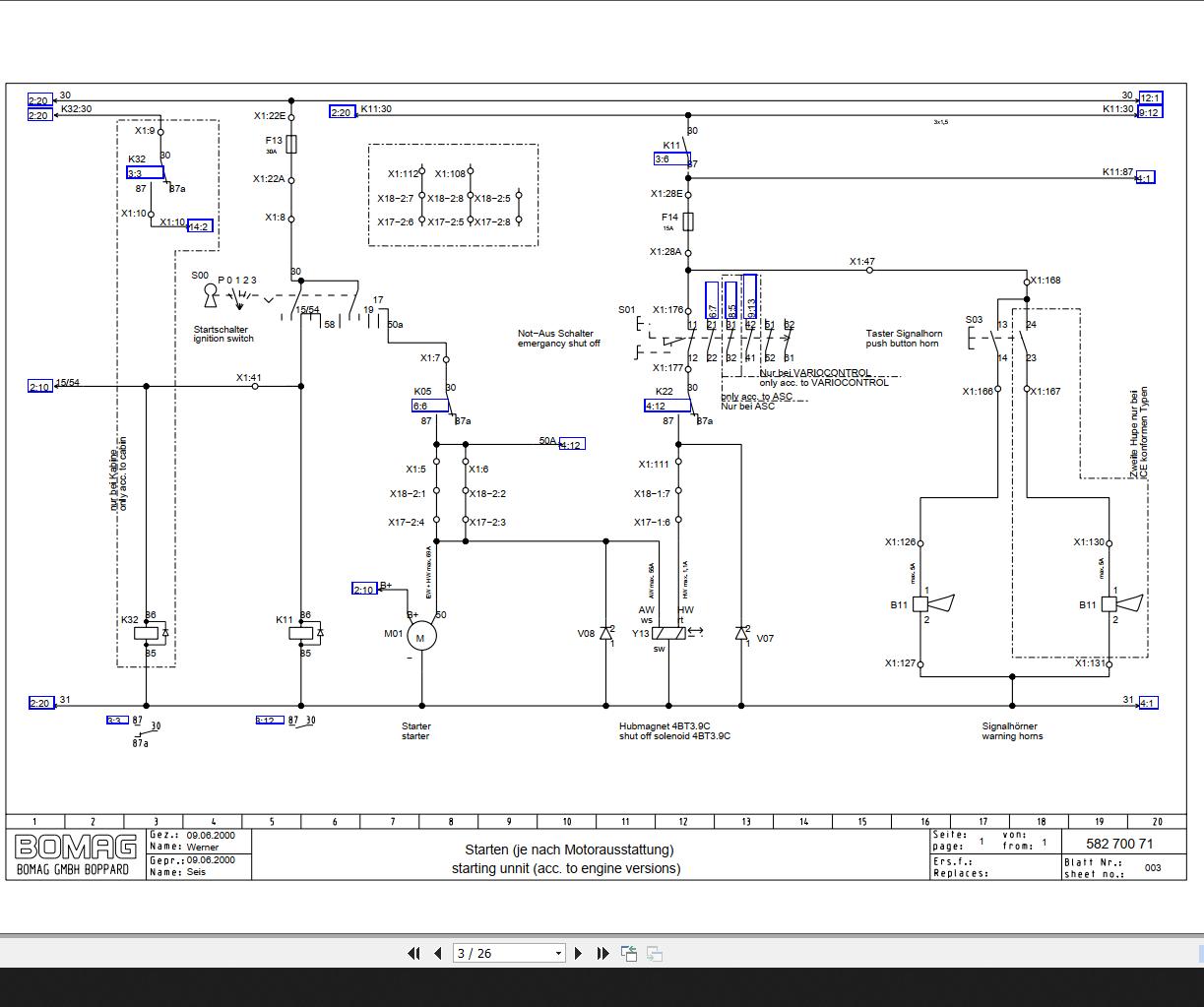 Bomag BW156...178-3 With X-COM Terminals Circuit Diagram Drawing-No ...