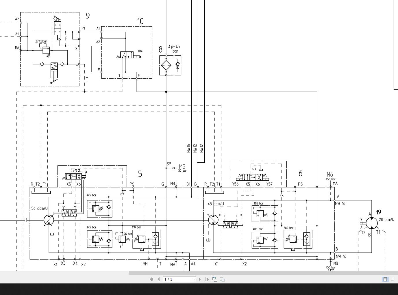 Bomag BW161AC-4 Hydraulic Schematic Drawing No 92010065 2005 EN DE ...