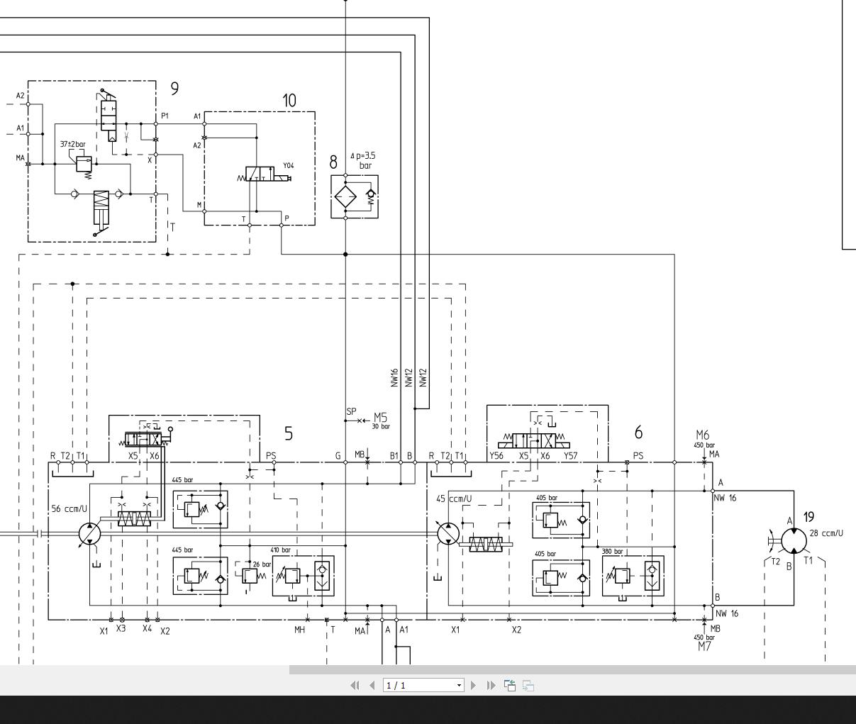 Bomag Bw161ac-4 Hydraulic Schematic Drawing No 92010065 01 2005 En De 