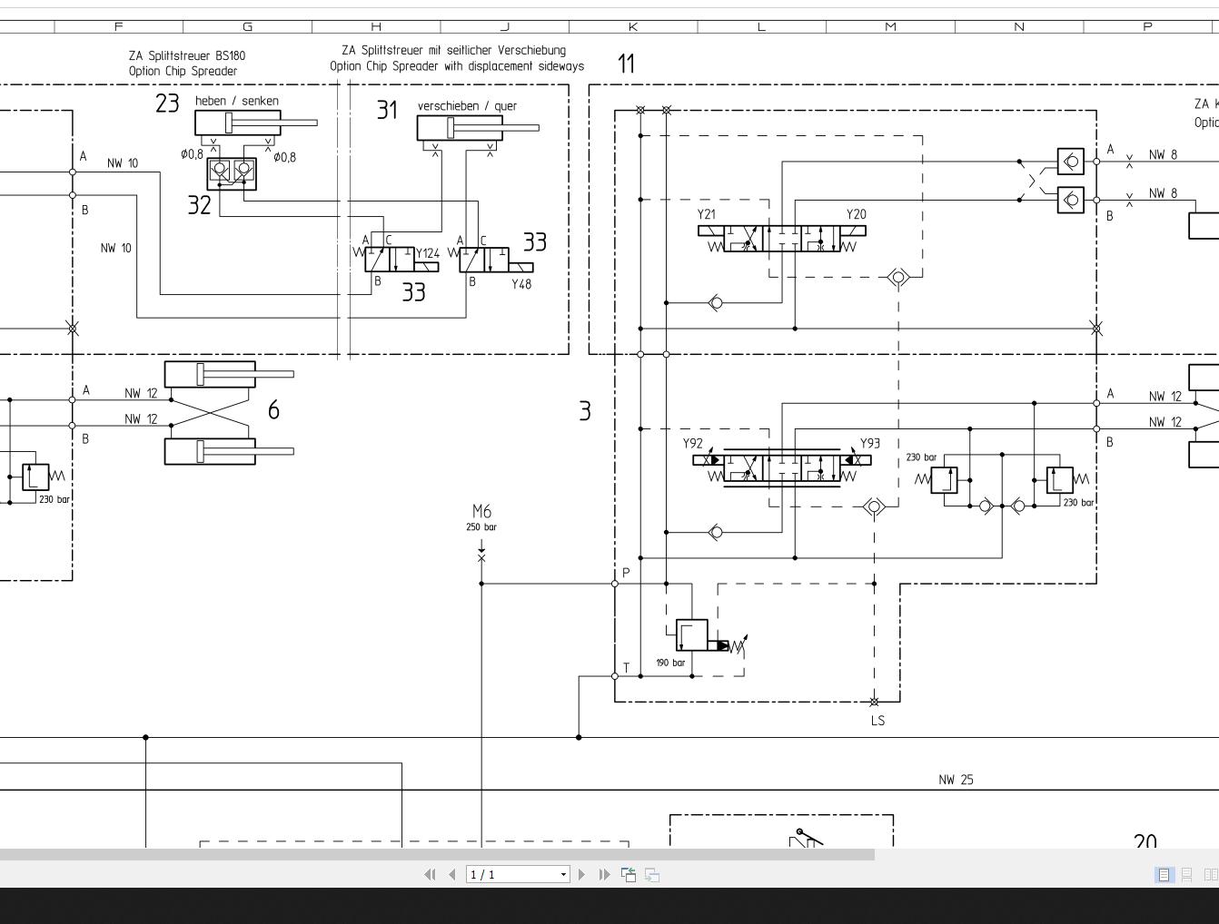 Bomag BW174AC-2AM Hydraulic Schematic Drawing-No 87020308 2005 EN DE ...