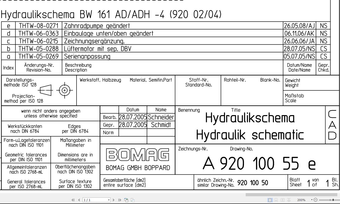 Bomag Bw Ad Adh Hydraulic Schematic Drawing No A