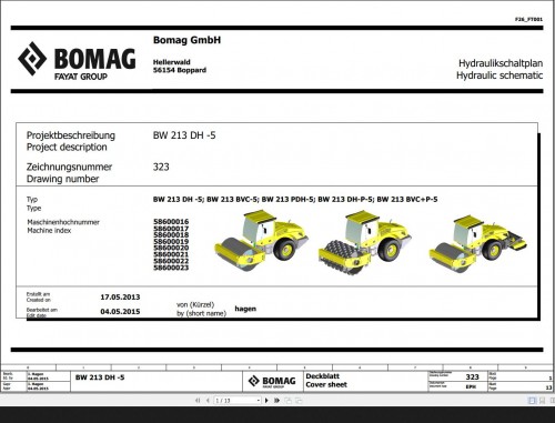 Bomag BW213DH 5, BW213BVC 5, BW213PDH 5, BW213DH P 5, BW213BVC P 5 Hydraulic Schematic Function 323 