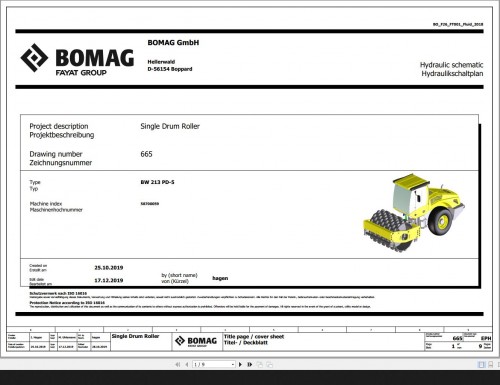 Bomag BW213PD 5 Hydraulic Schematic Function 665 2019 EN DE